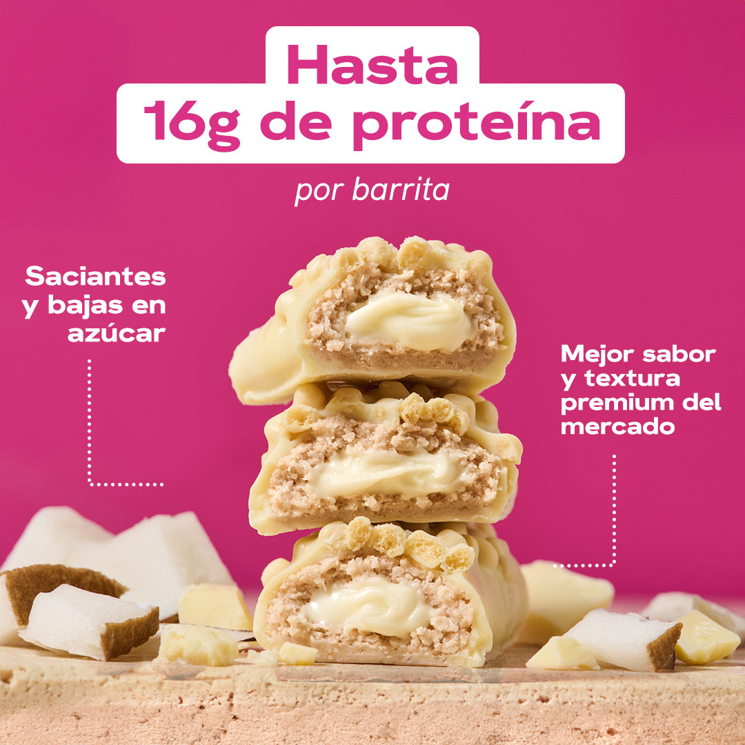 Creamy Core White Chocolate Coconut Protein Bars