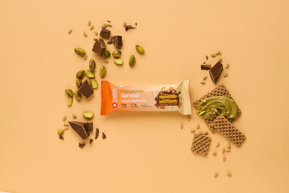 Crispy Waffle Pistachio Protein Bars