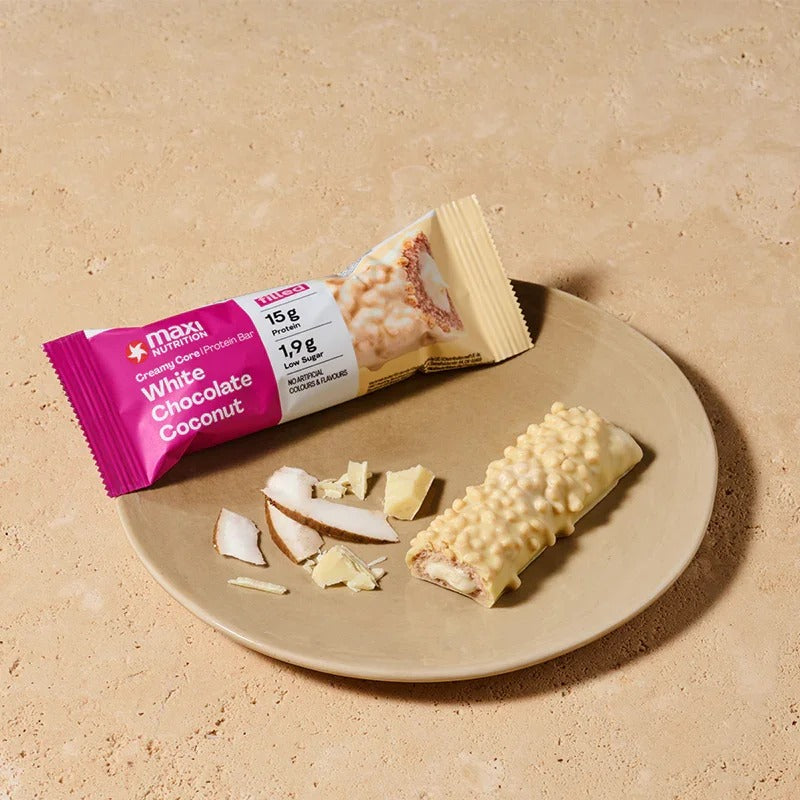 Creamy Core White Chocolate Coconut Protein Bars