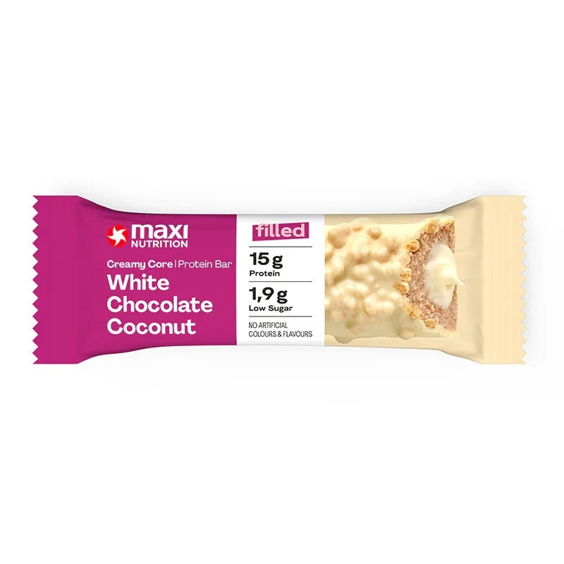 Creamy Core White Chocolate Coconut Protein Bars