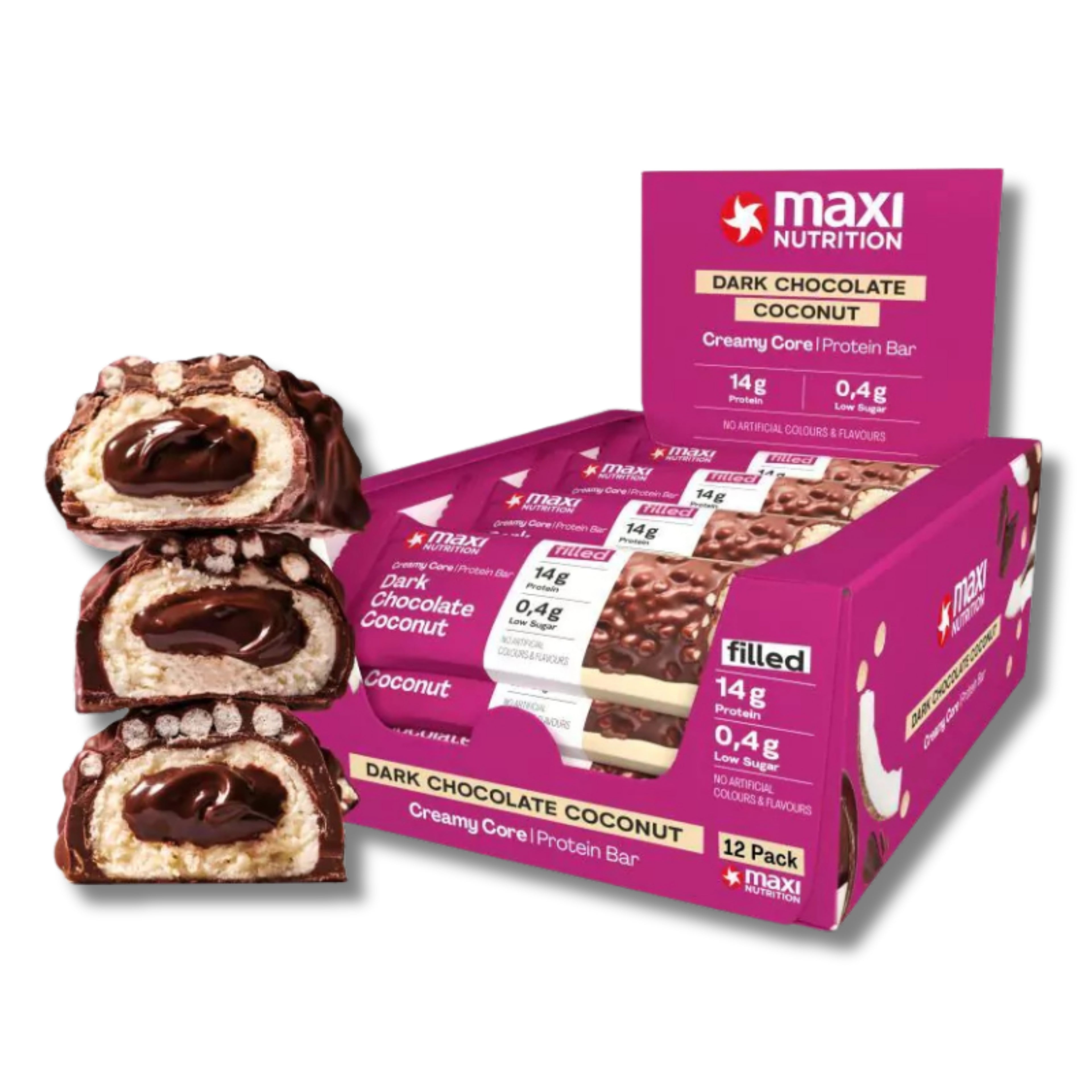 CREAMY CORE DARK CHOCOLATE COCONUT PROTEIN BARS