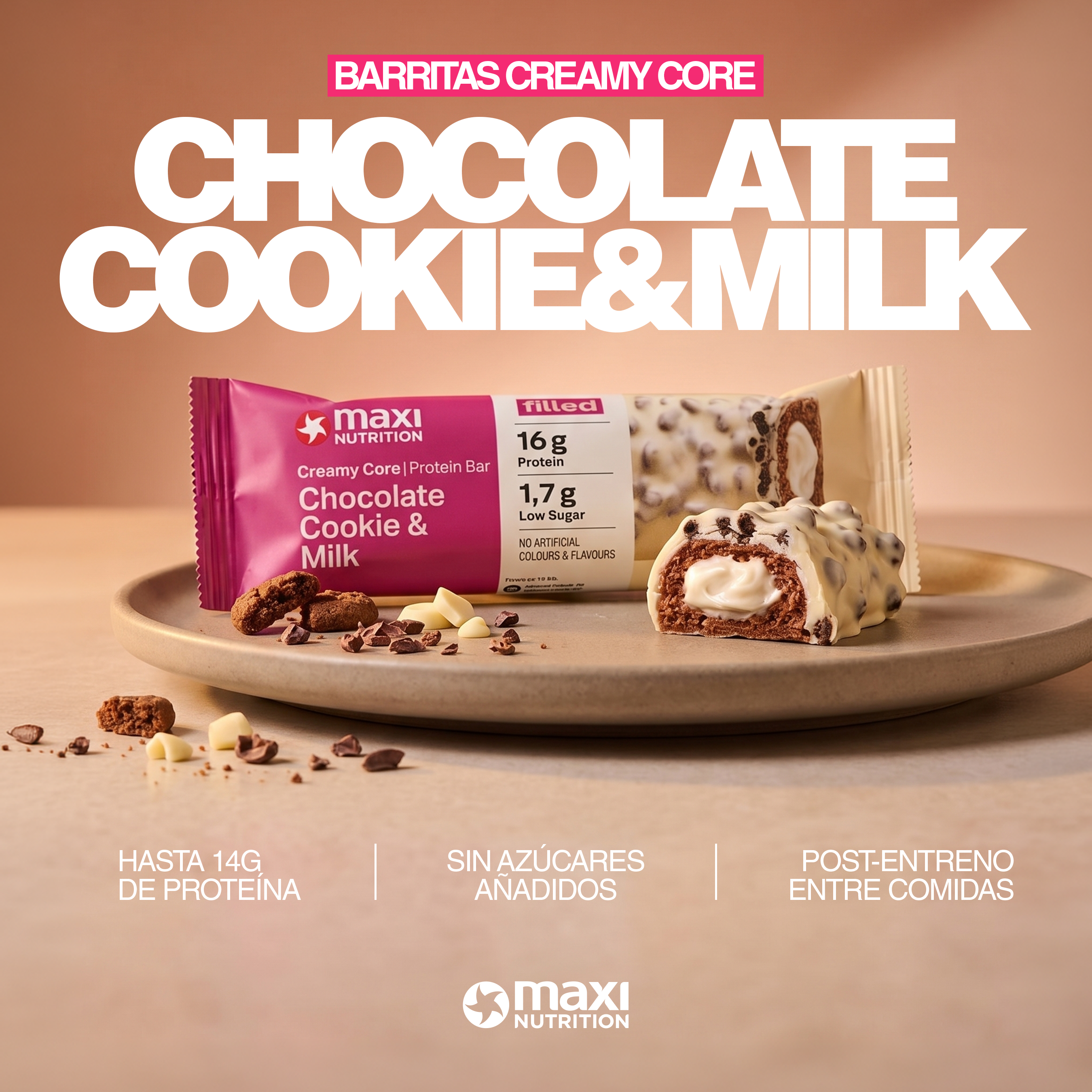 CREAMY CORE CHOCOLATE COOKIE AND MILK PROTEIN BARS