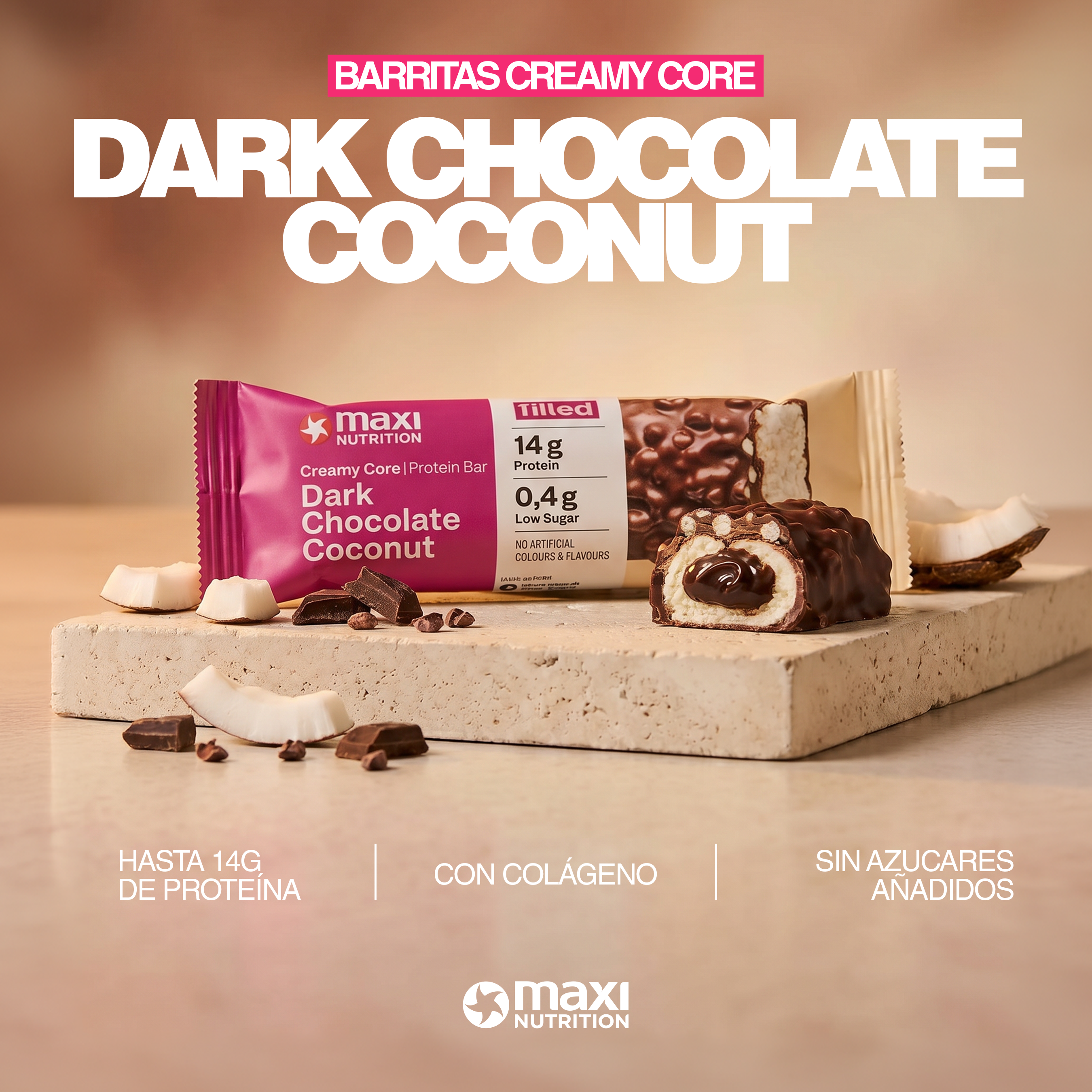 CREAMY CORE DARK CHOCOLATE COCONUT PROTEIN BARS