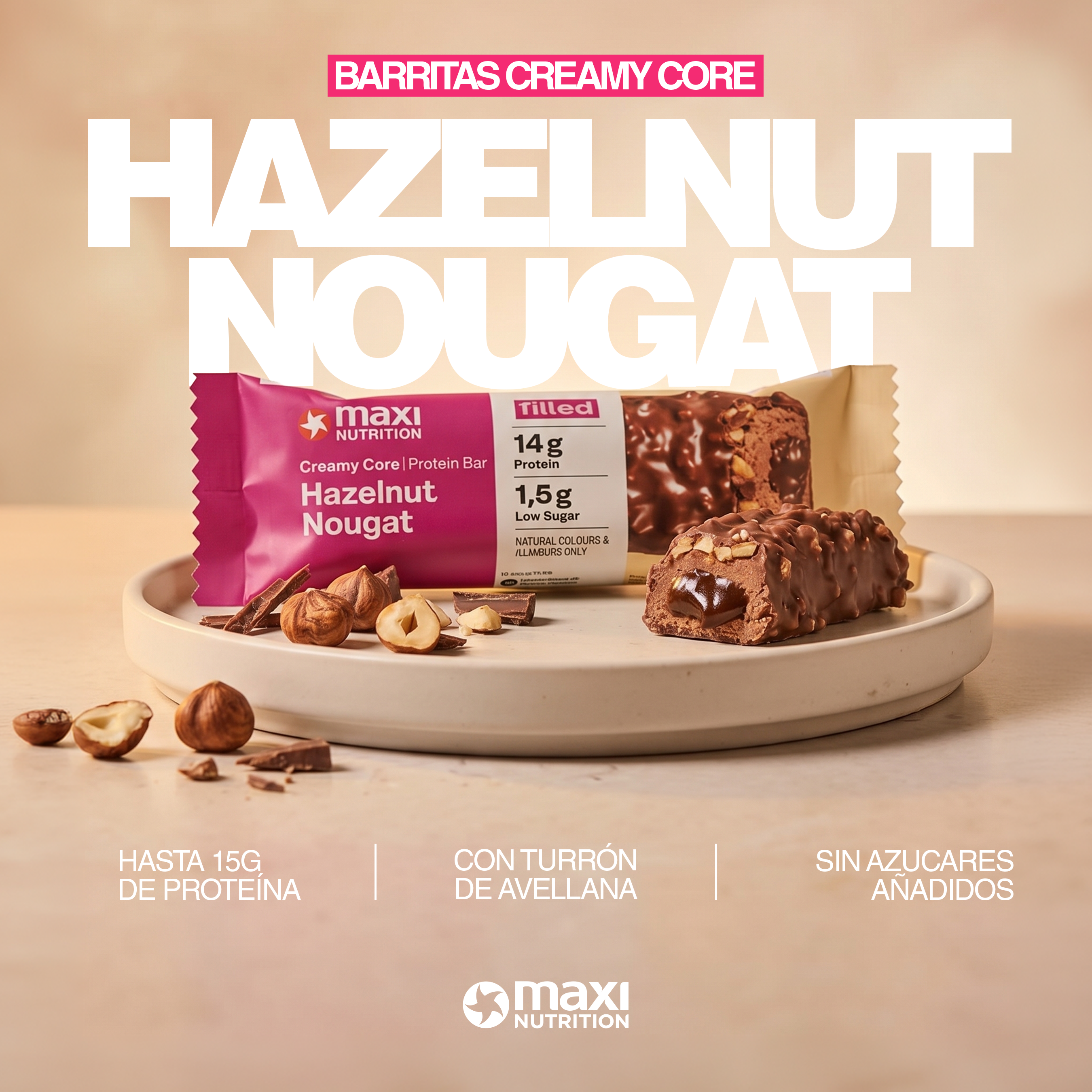 CREAMY CORE HAZELNUT NOUGAT PROTEIN BARS