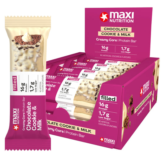 CREAMY CORE CHOCOLATE COOKIE AND MILK PROTEIN BARS