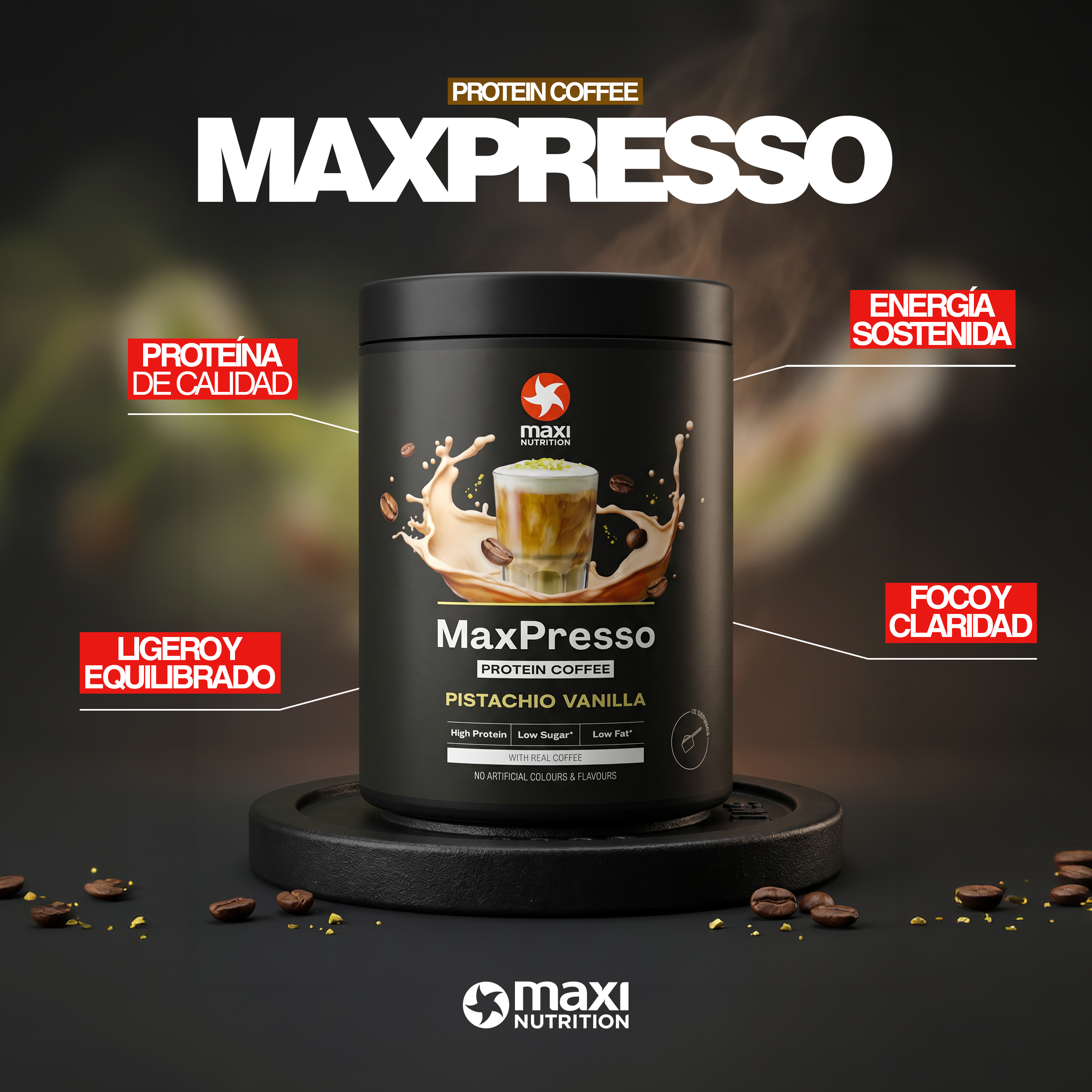 MAXPRESSO – PROTEIN COFFEE PISTACHO VAINILLA