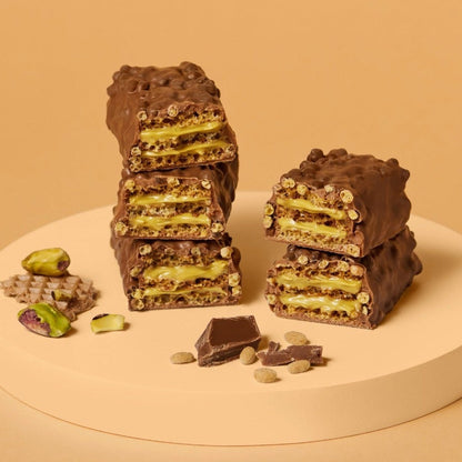 CRISPY WAFFLE PISTACHIO PROTEIN BARS