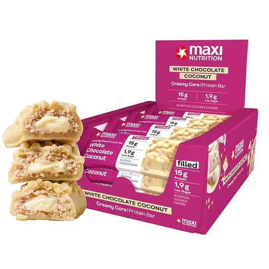 Creamy Core White Chocolate Coconut Protein Bars