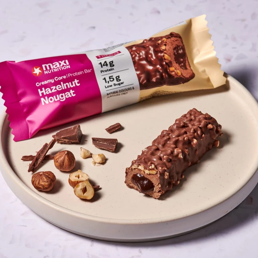 CREAMY CORE HAZELNUT NOUGAT PROTEIN BARS