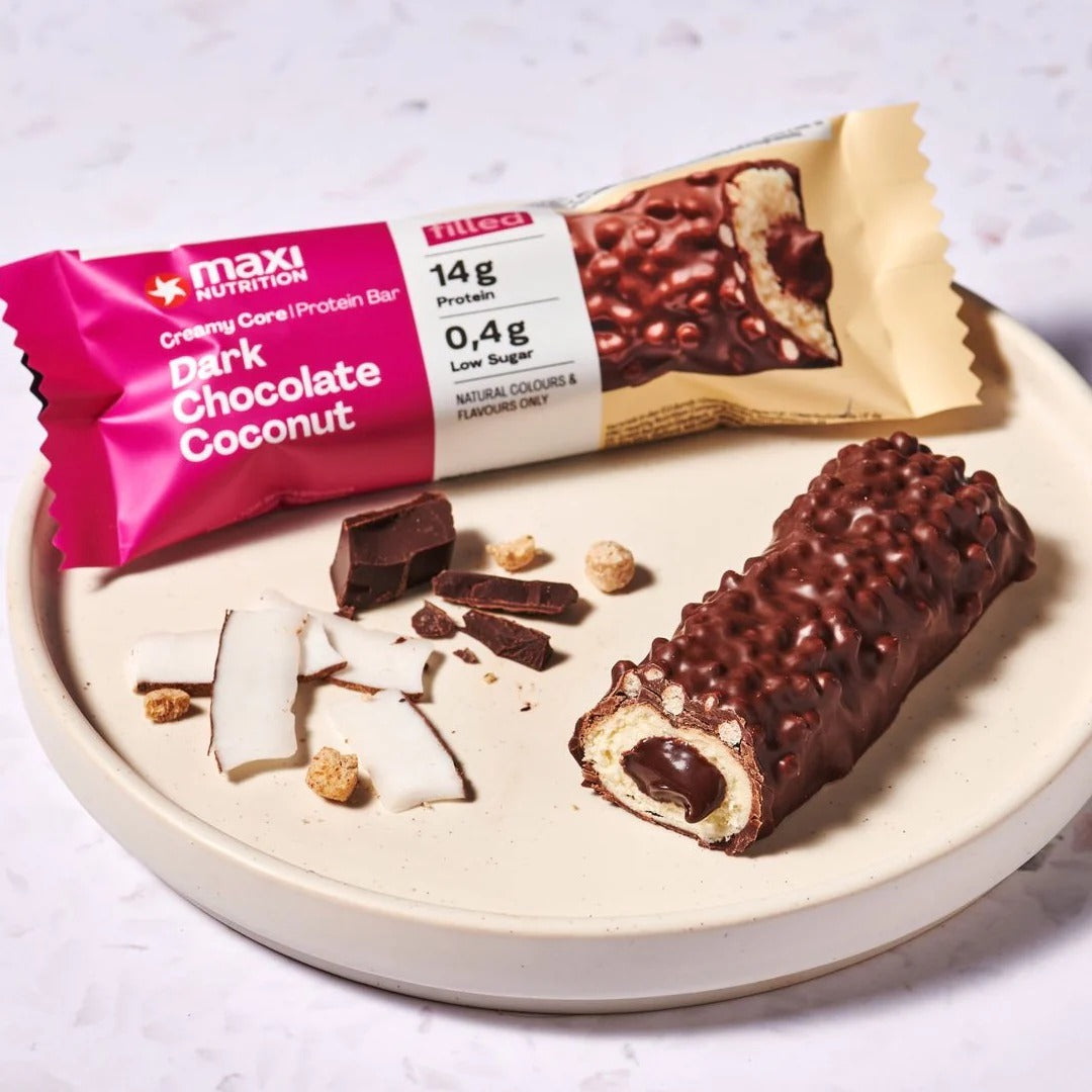 CREAMY CORE DARK CHOCOLATE COCONUT PROTEIN BARS