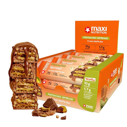 Crispy Waffle Pistachio Protein Bars