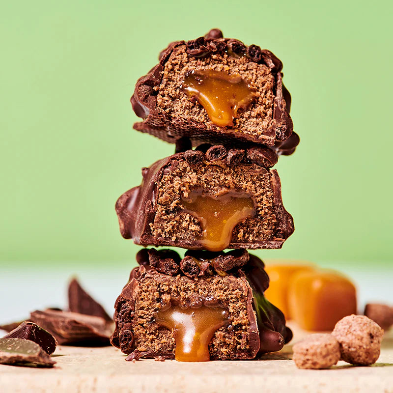 VEGAN CREAMY CORE CHOCOLATE FUDGE PROTEIN BARS