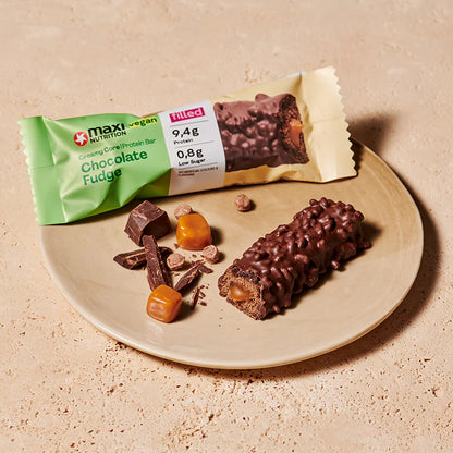 VEGAN CREAMY CORE CHOCOLATE FUDGE PROTEIN BARS