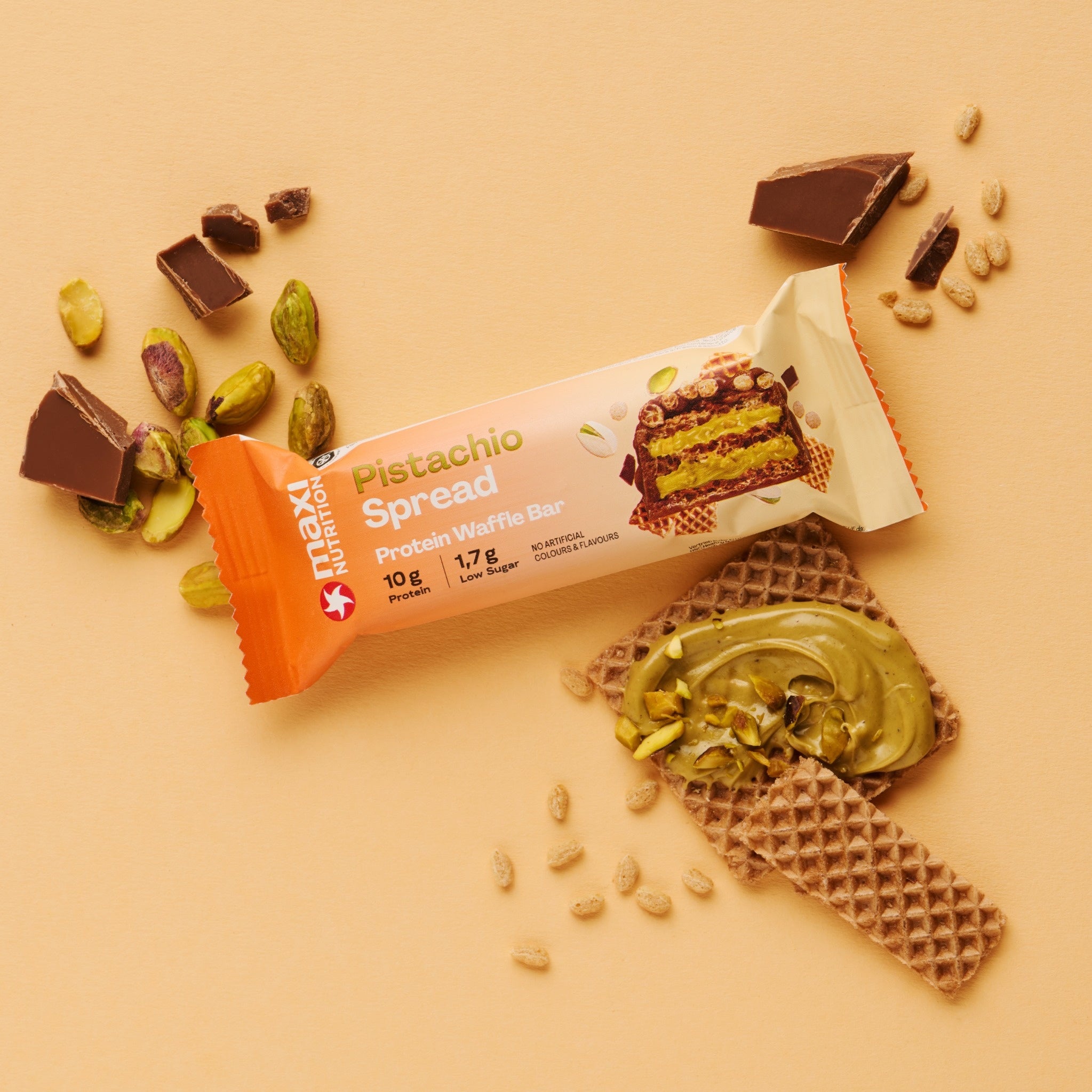 CRISPY WAFFLE PISTACHIO PROTEIN BARS